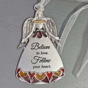 Angel Ornament With Heart Accents & Inspirational Quote